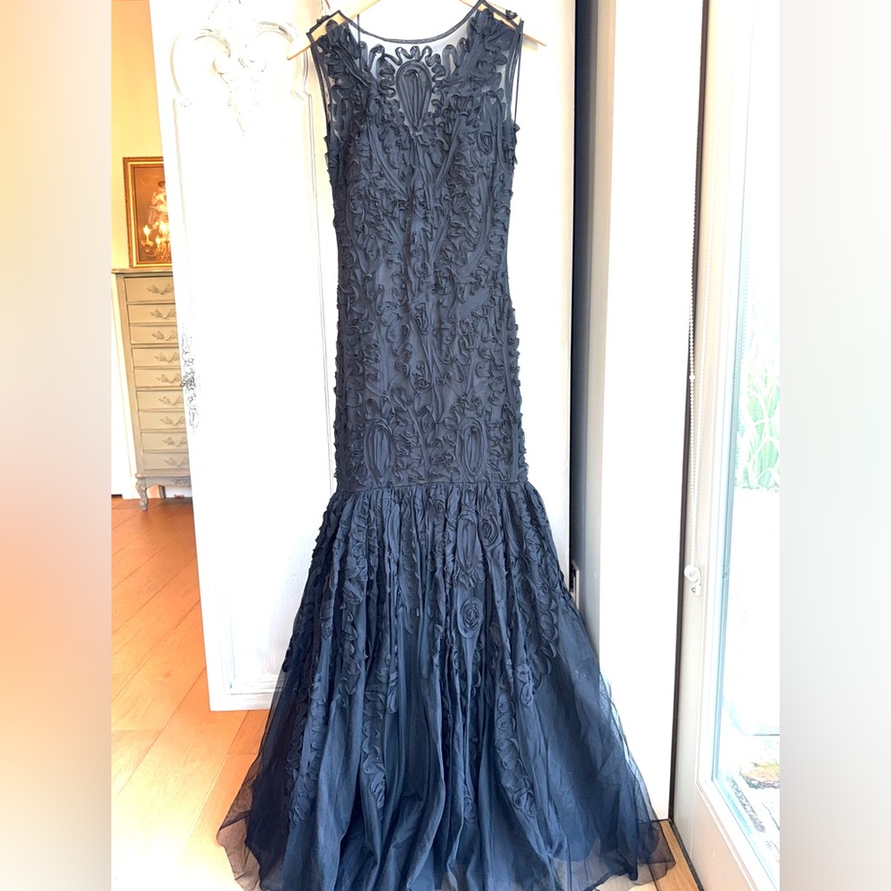JS Collections Tulle Soutache Mermaid Gown Maxi Dress Black Size 4